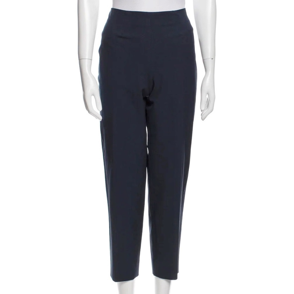 Piazza Sempione Mid Rise Straight Leg ankle Pants in navy blue workwear